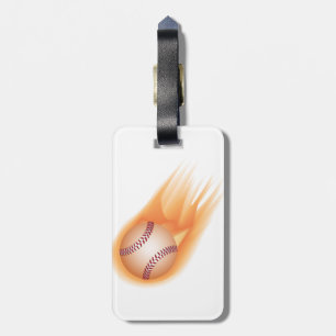 baseball fire luggage tag