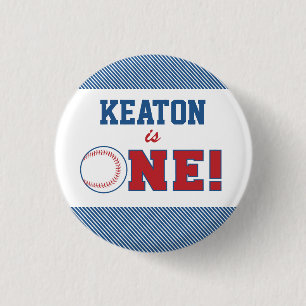 Baseball First Birthday Button