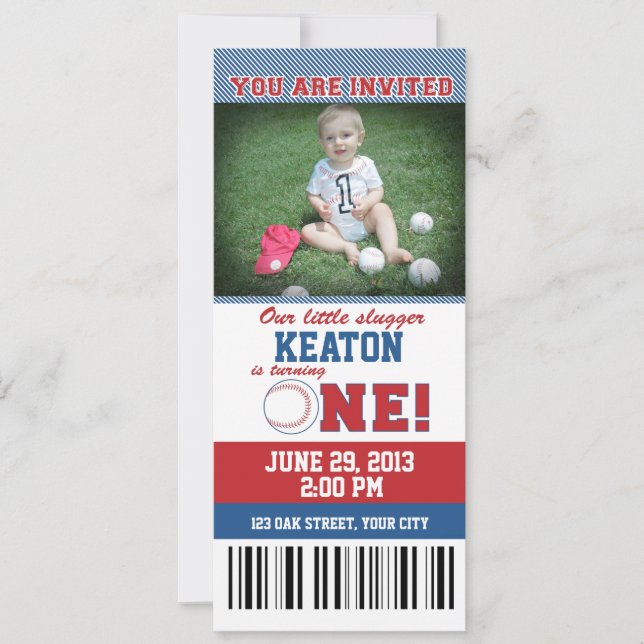 Baseball First Birthday Invitation (Front)
