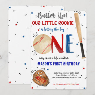Baseball First Birthday Invitation