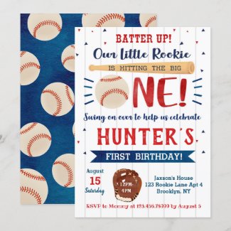 Baseball First Birthday Invitations