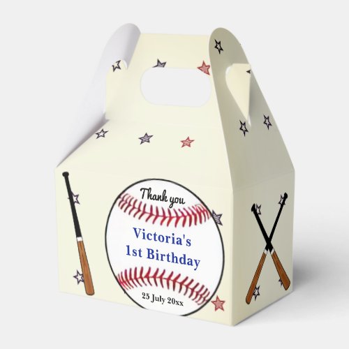Baseball First Birthday Party Favor Boxes