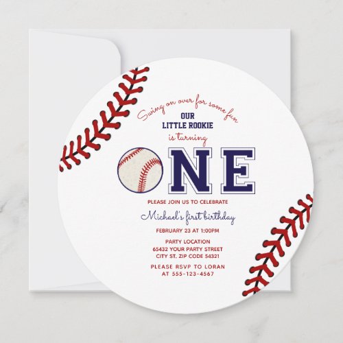 Baseball First Birthday Party Invitation
