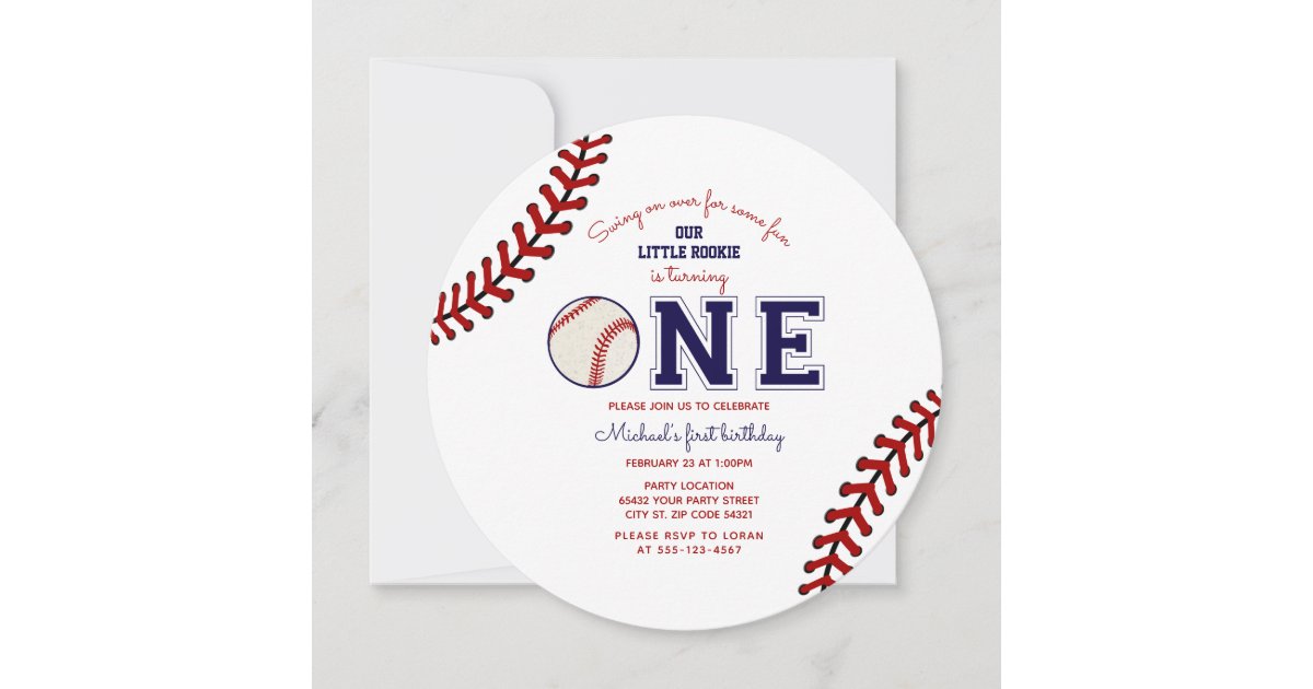 Baseball First Birthday Party Invitation | Zazzle