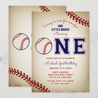 Baseball First Birthday Party Invitation
