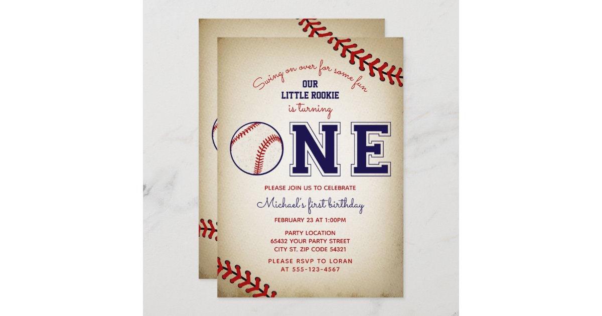 Baseball First Birthday Party Invitation | Zazzle