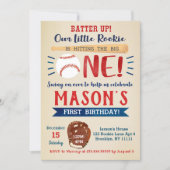 Baseball First Birthday Party Invitations (Front)