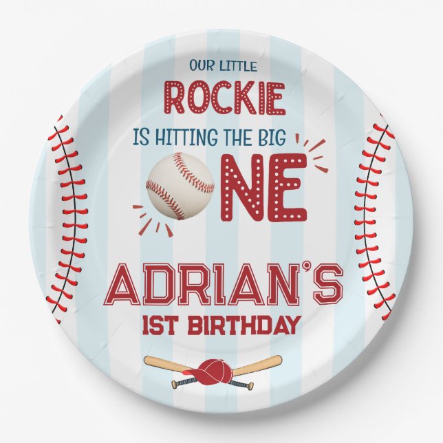 Baseball First Birthday Party  Paper Plates (Front)
