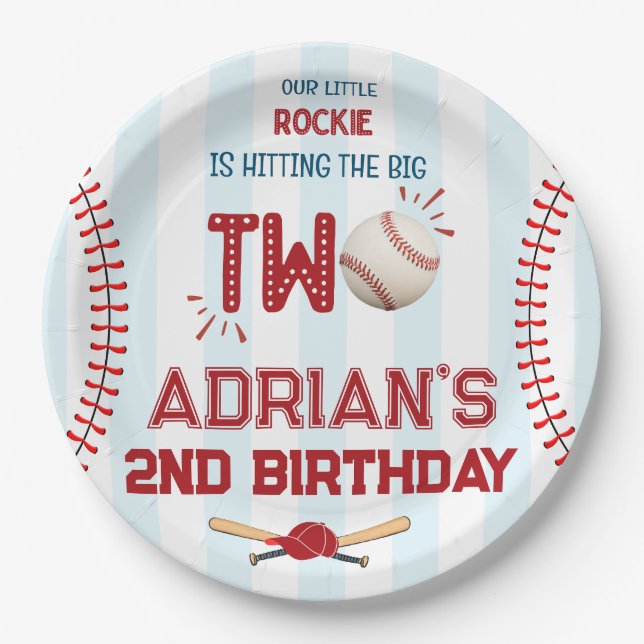Baseball First Birthday Party  Paper Plates (Front)
