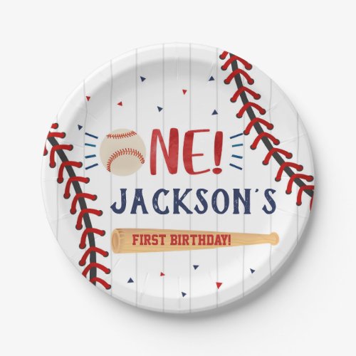 Baseball First Birthday Party Paper Plates 1st