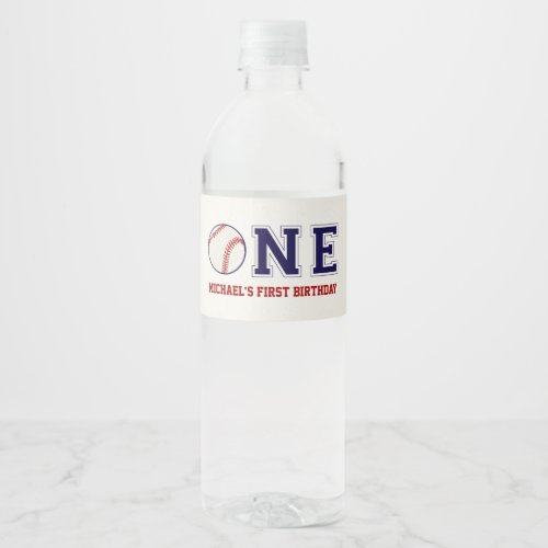 Baseball First Birthday Water Bottle Label