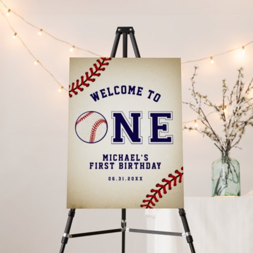 Baseball First Birthday Welcome Sign