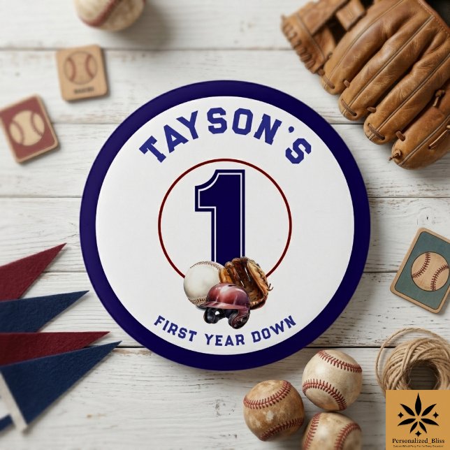 Baseball First Year Down 1st Birthday Button (Baseball First Year Down 1st Birthday button)