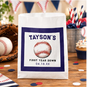 Baseball First Year Down 1st Birthday Favor Bag