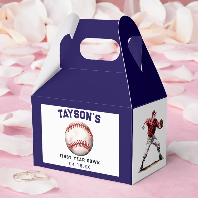 Baseball First Year Down 1st Birthday Favor Boxes (Wedding)