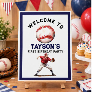 Baseball First Year Down 1st Birthday Foam Board