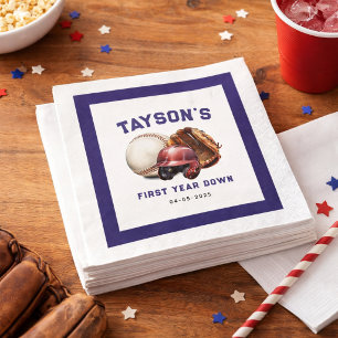 Baseball First Year Down 1st Birthday Napkins