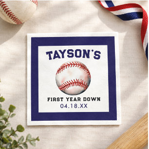 Baseball First Year Down 1st Birthday Napkins