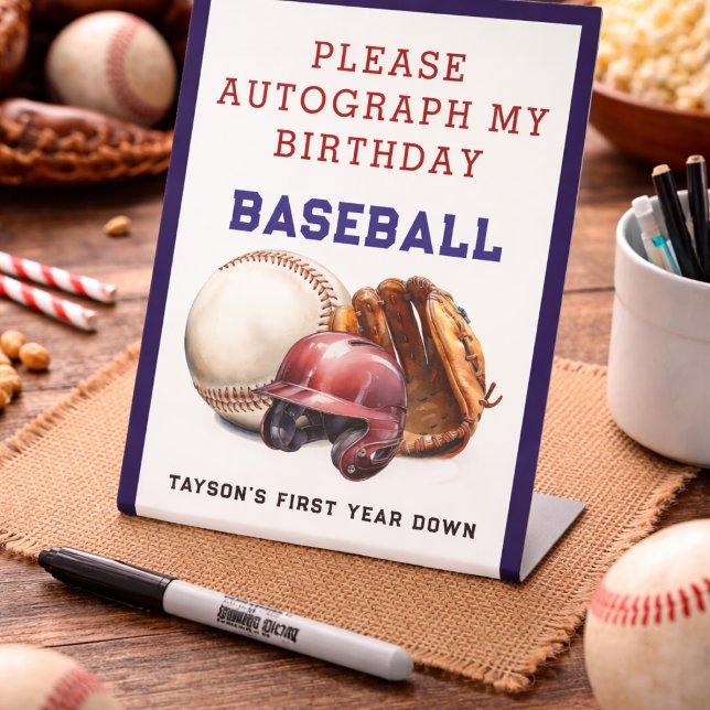 Baseball  First Year Down 1st Birthday Pedestal Sign (Baseball First Year Down 1st Birthday Pedestal Sign
)
