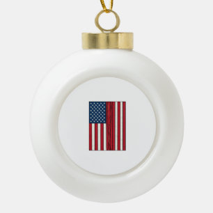 Baseball Flag Distressed Vintage Vector Design_1 Ceramic Ball Christmas Ornament