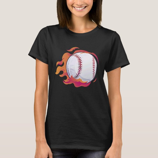 Baseball Flame Cute Baseball Player Coach Athlete T-Shirt (Front)
