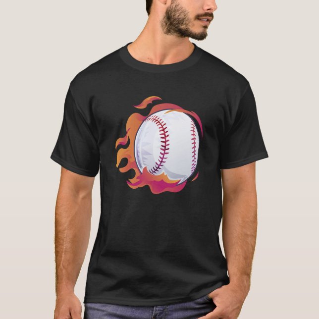 Baseball Flame Cute Baseball Player Coach Athlete T-Shirt (Front)