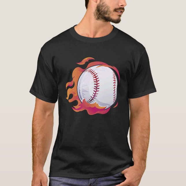 Baseball Flame Cute Baseball Player Coach Athlete T-Shirt (Front)