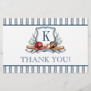 Baseball folded Thank you Note Stationery
