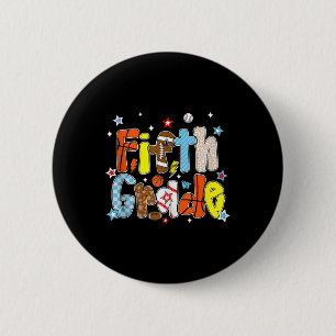 Baseball Football Basketball Preppy Fifth Grade Bo Button
