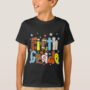 Baseball Football Basketball Preppy Fifth Grade Bo T-Shirt