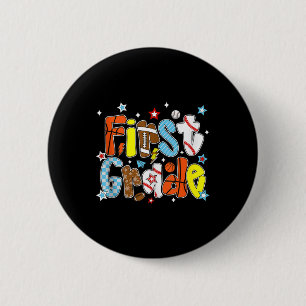 Baseball Football Basketball Preppy First Grade Bo Button