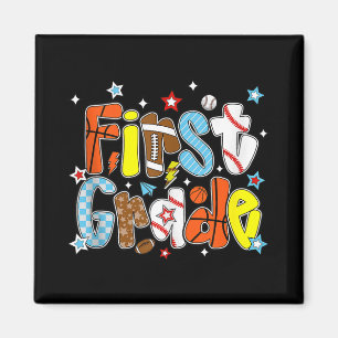 Baseball Football Basketball Preppy First Grade Bo Magnet