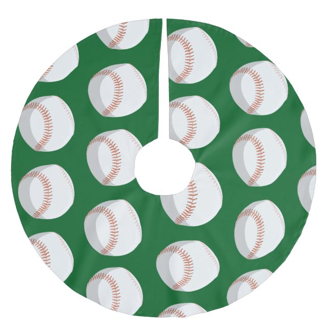 Baseball for Christmas themed Brushed Polyester Tree Skirt (Front)