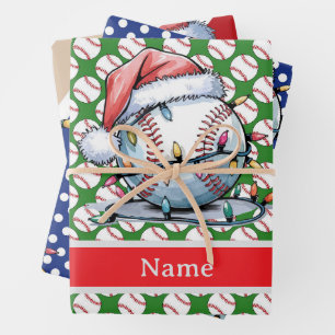 Baseball for Christmas themed Wrapping Paper Sheets
