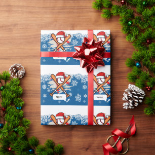 Baseball for Christmas with Santa Hat Wrapping Paper
