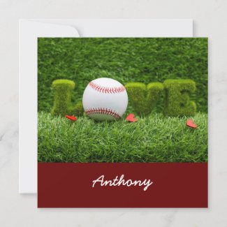 Baseball for Valentine's Day with love on green Card