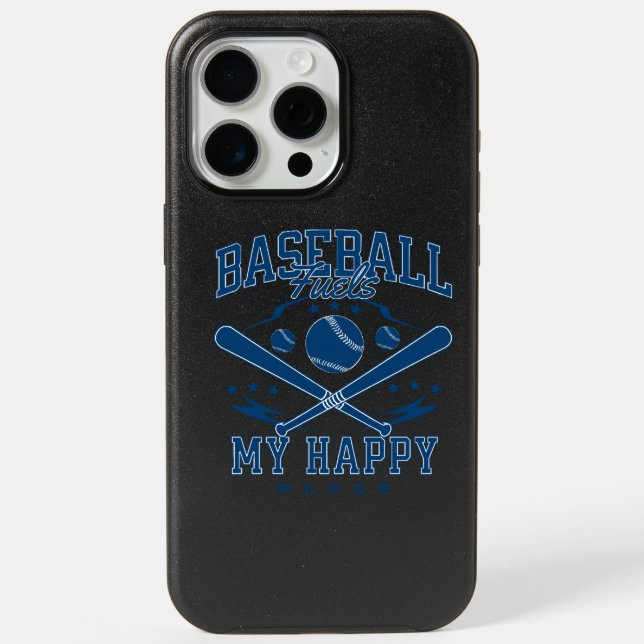 Baseball Fuels My Happy Place iPhone 15 Pro Max Case (Back)