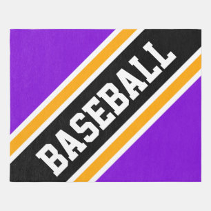 BASEBALL Fun Purple Black Orange Athletic Stripes Outdoor Rug