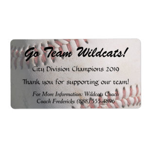 Baseball Fundraiser Bottle Labels