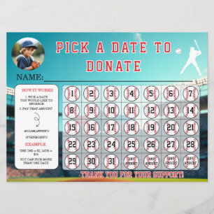 Baseball Fundraiser Calendar Template