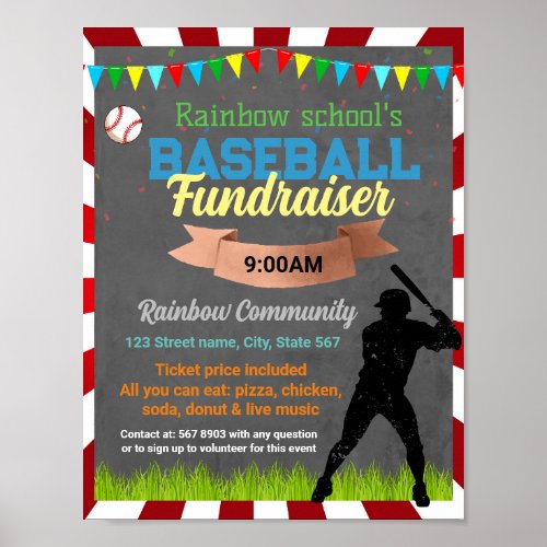 Baseball Fundraiser template  Poster