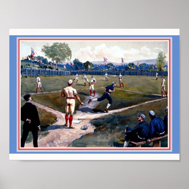Baseball Game 1800's Louis Prang & Co. Art copy Poster (Front)