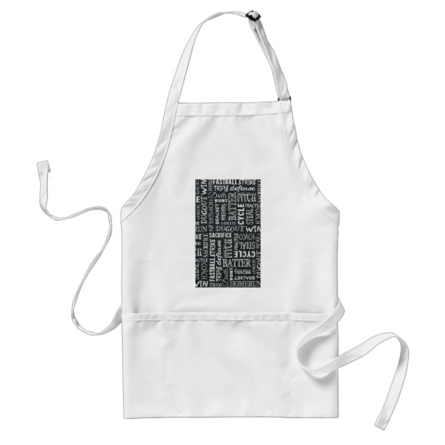 Baseball Game Chalkboard Words Adult Apron (Front)