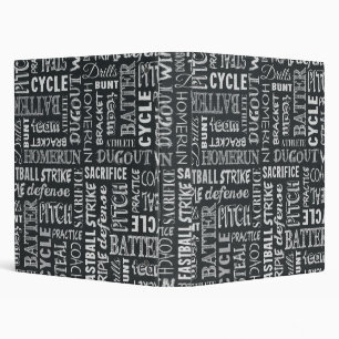 Baseball Game Chalkboard Words And Terms 3 Ring Binder