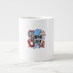 Baseball Game Day Retro Tis The Season Checkered Giant Coffee Mug