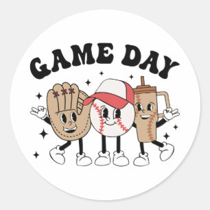 Baseball Game Day Vintage Mothers Day Women Men Ki Classic Round Sticker