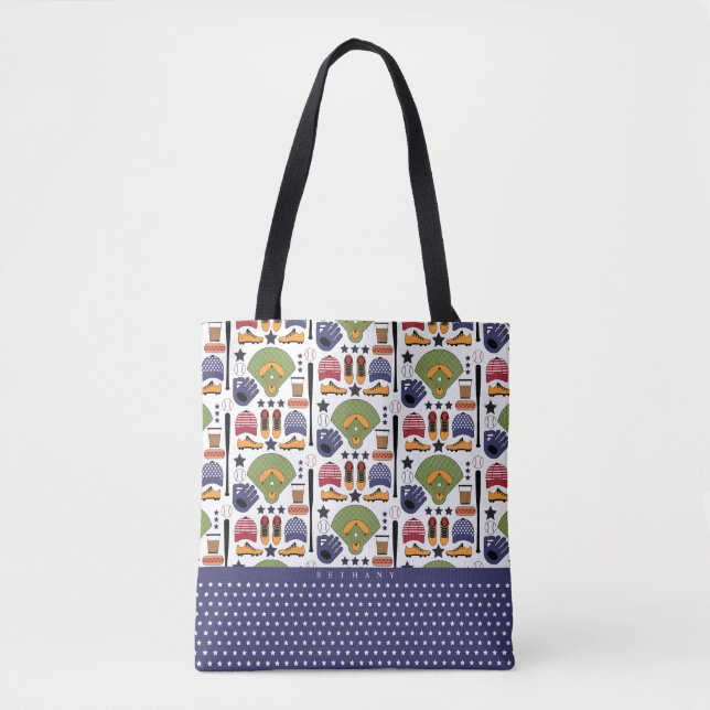 Baseball Game Equipment & Objects Pattern Tote Bag (Front)