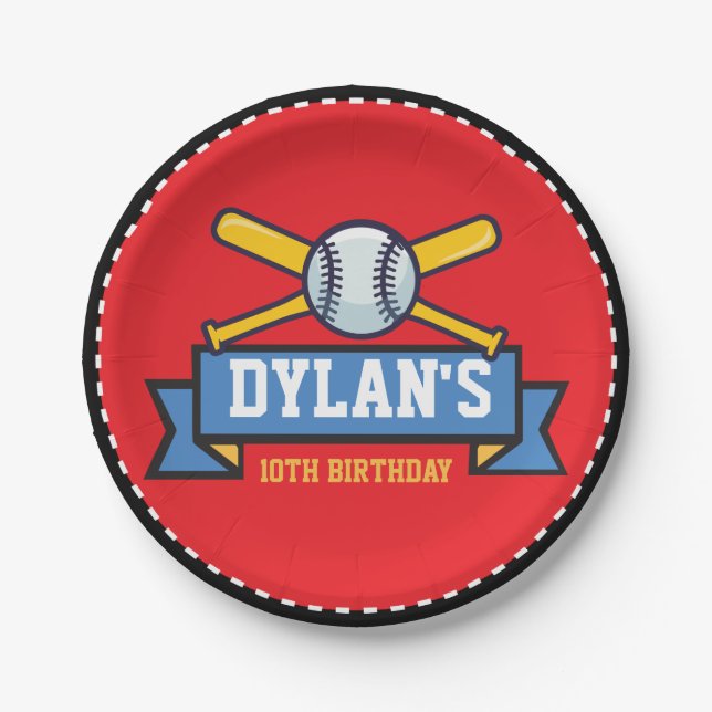 BASEBALL GAME Sports Kids Birthday Party Round Paper Plates (Front)