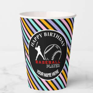  Baseball Game Themed Girls Birthday Paper Cups