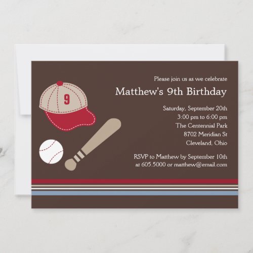 Baseball Gears - Birthday Party Invitation
